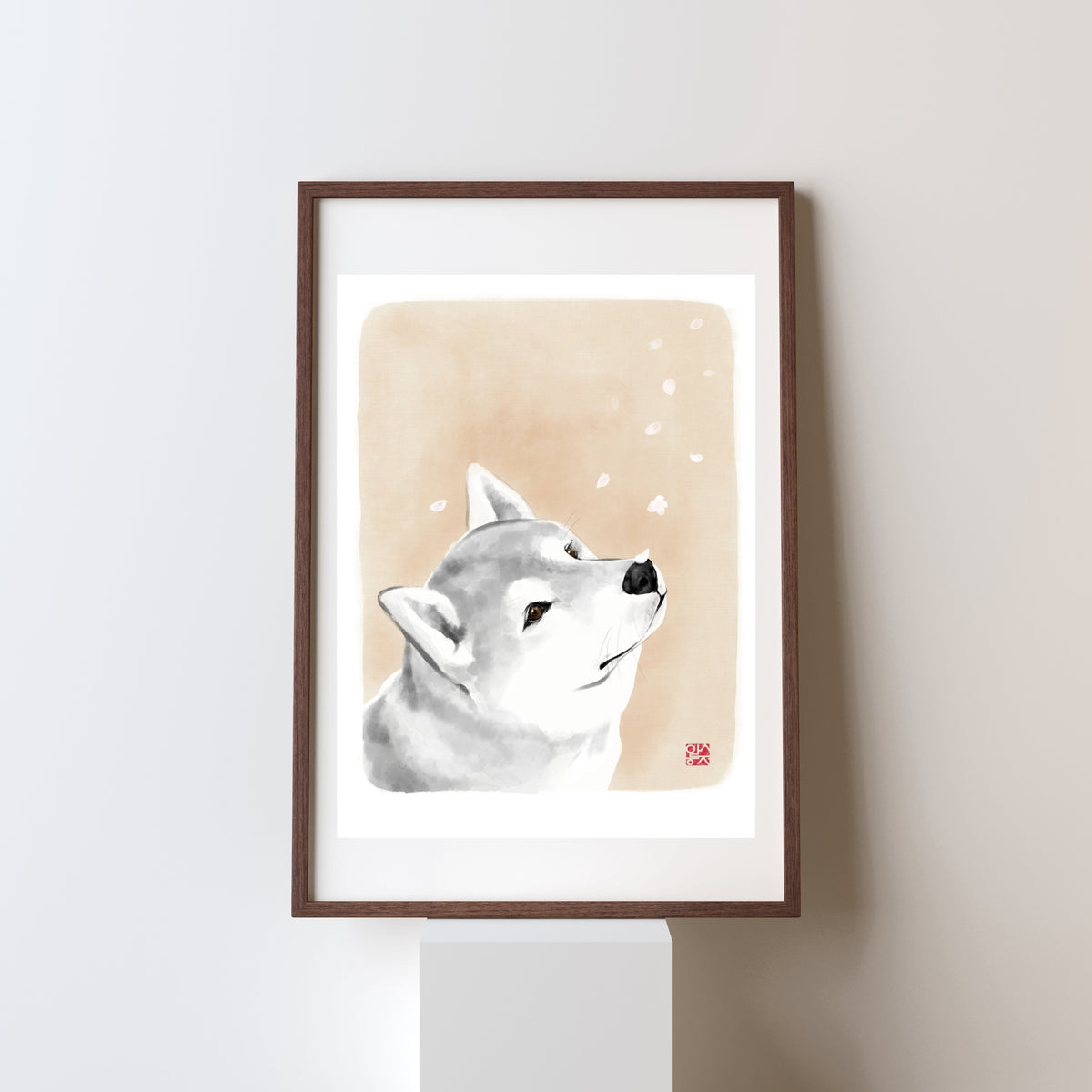 Spring Again | Blossom Shiba Inu Art Print | Original Sumi Ink Dog Wall Art