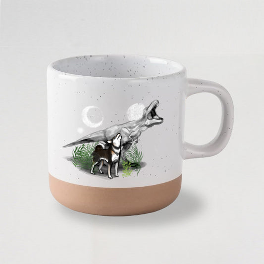 Shiba Meets T-Rex Ceramic Mug – Modern Sumi Ink Illustration, Dinosaur & Dog Art Mug (Copy)