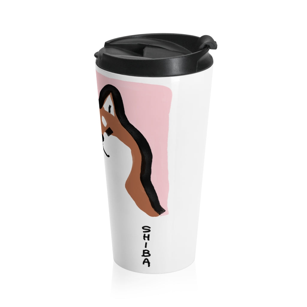 Shiba Inu Pink Stainless Steel Travel Mug