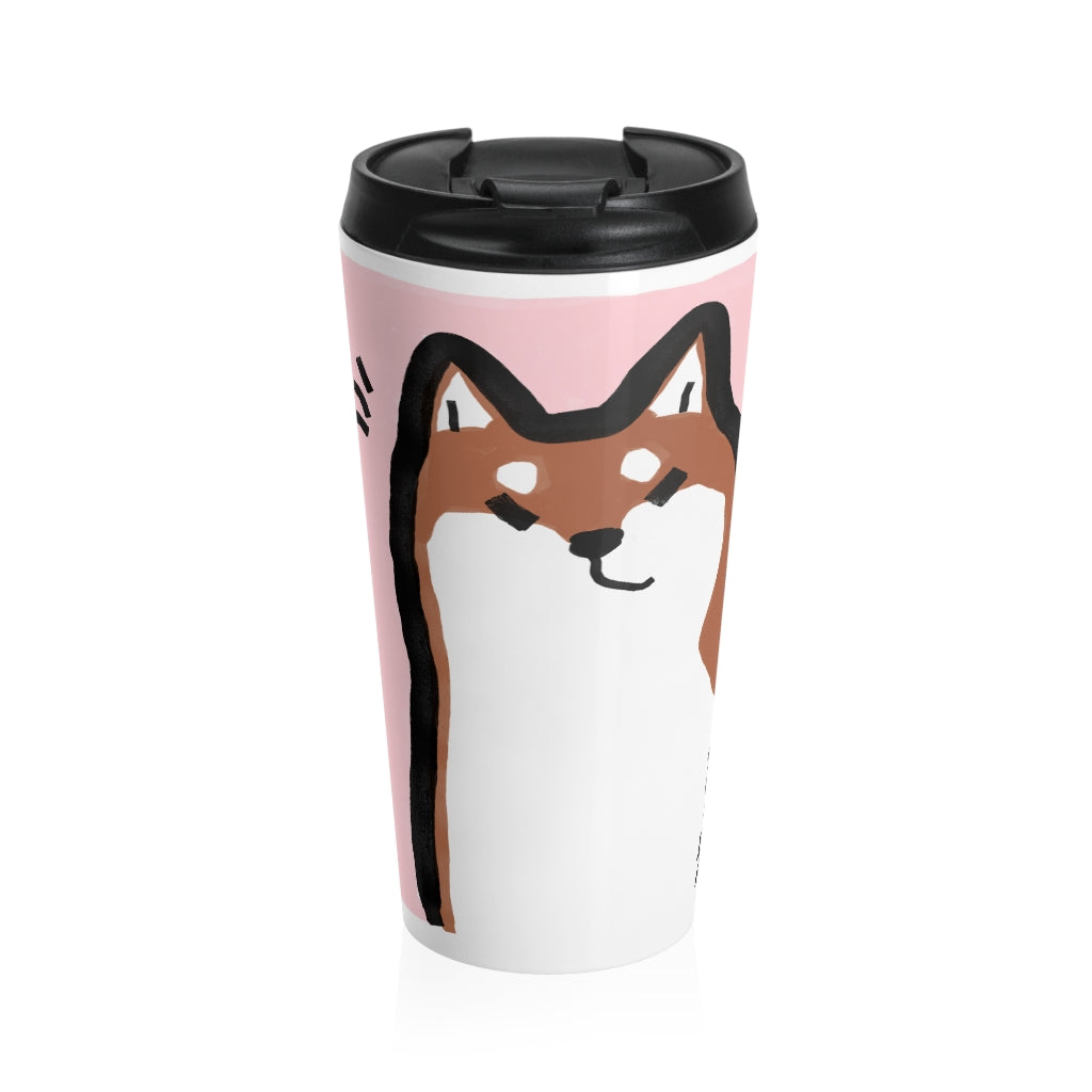 Shiba Inu Pink Stainless Steel Travel Mug