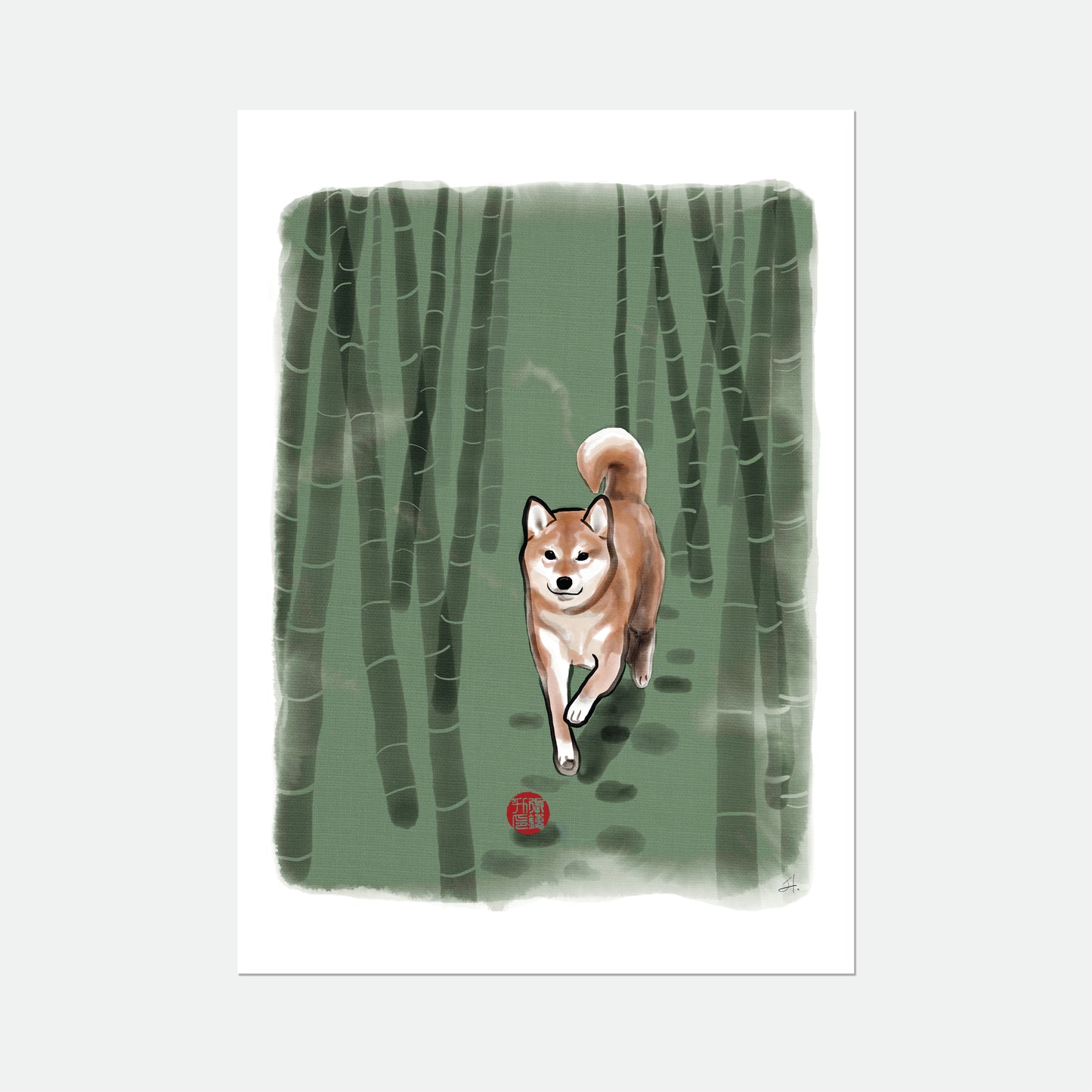 Bamboo Forest Shiba Inu Greeting Card