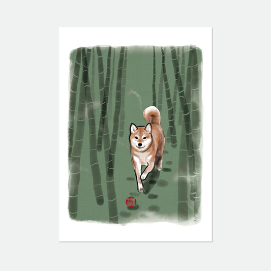 Bamboo Forest Shiba Inu Greeting Card