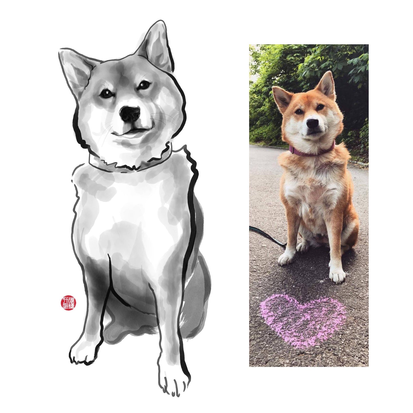 Custom Sumi Ink B&W Pet Portrait Gift Certificate
