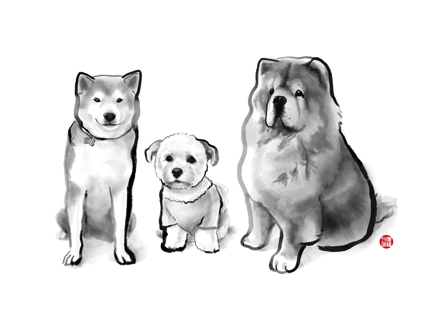 Custom Sumi Ink B&W Pet Portrait Gift Certificate