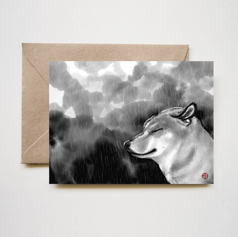 Rain Rain Go Away Shiba Greeting Card