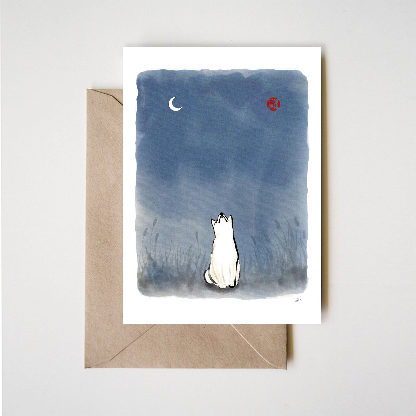 Moon and Sun Shiba Inu Greeting Card