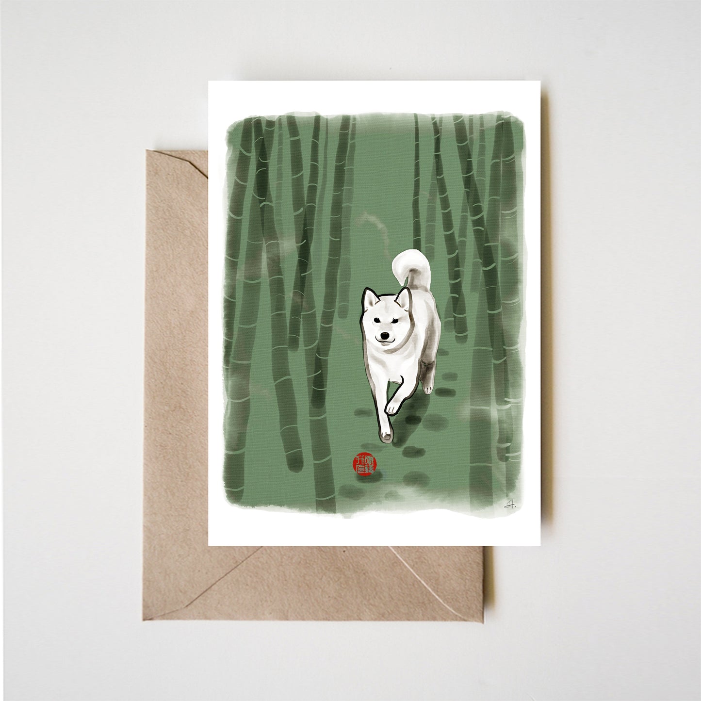 Bamboo Forest Shiba Inu Greeting Card