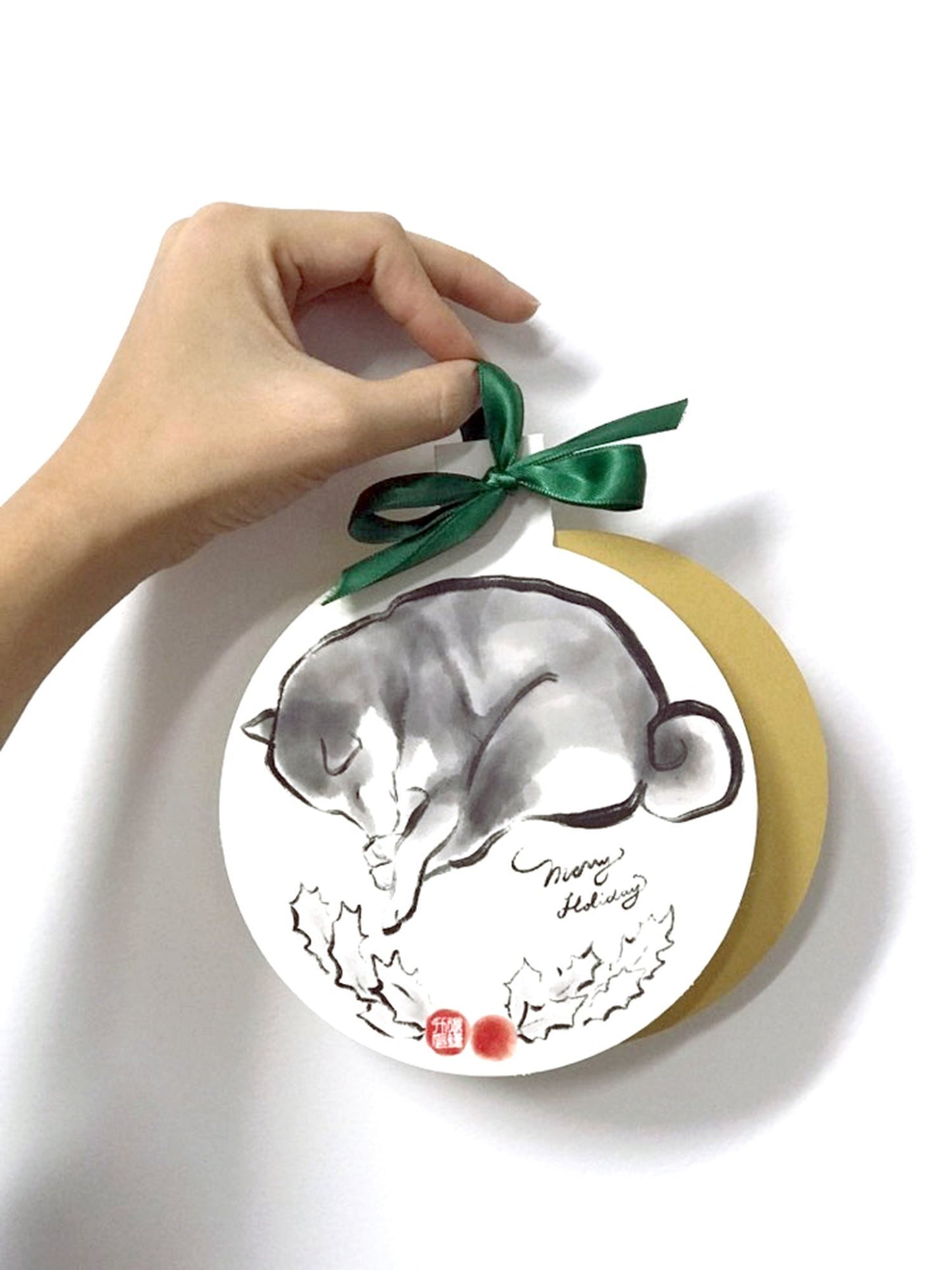 Merry Shiba Inu Holiday Ornament Card