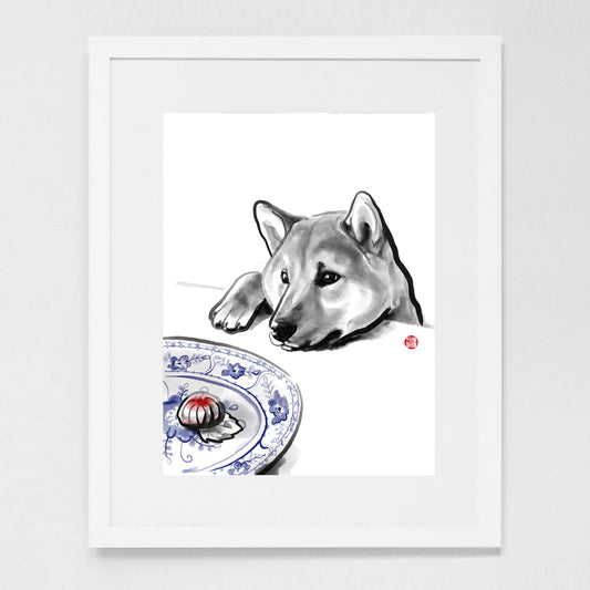 Shiba Inu Waiting for his Treat Art Print Poster