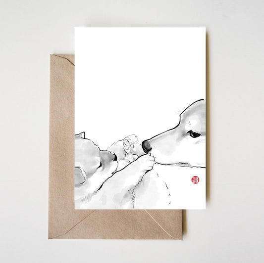Mother and Puppy Shiba Inu Post Card