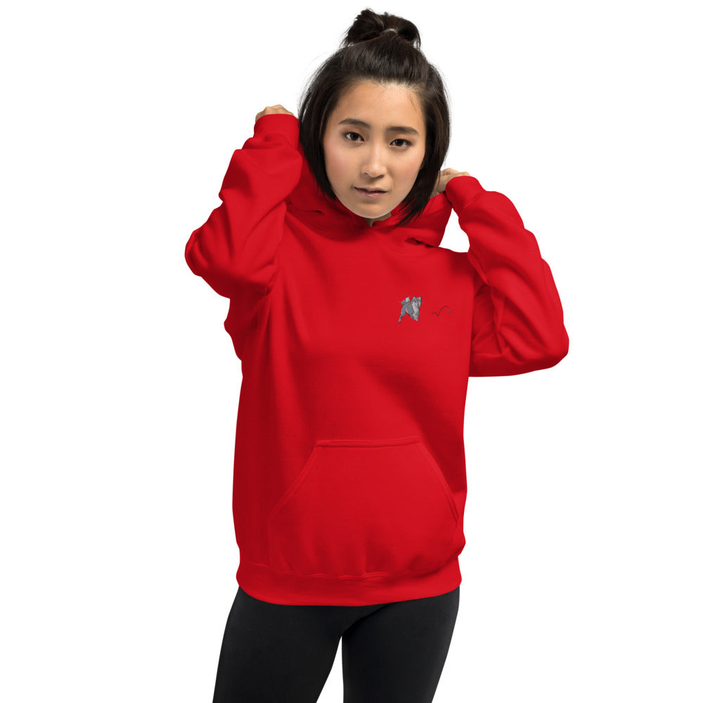 Embroidered Shiba Inu and Red Ball Unisex Hoodie | Sweatshirt Red Hearts Love Valentine's Day Gift Dog
