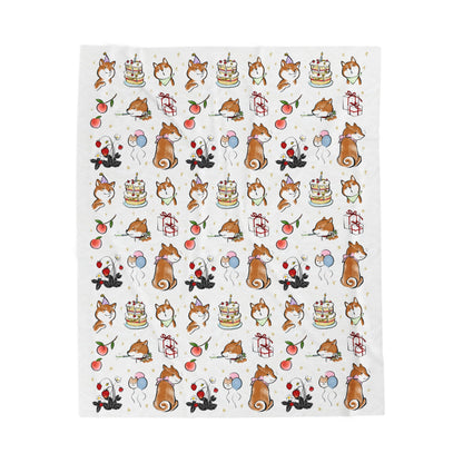 Shiba Inu Plush Blanket — Cute Birthday & Celebration Dog Throw