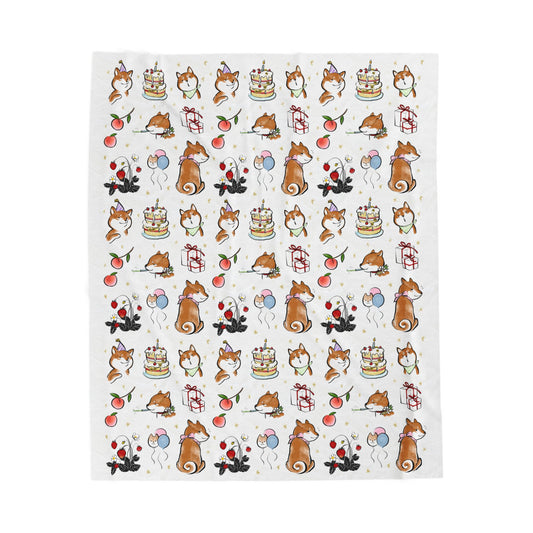 Shiba Inu Plush Blanket — Cute Birthday & Celebration Dog Throw