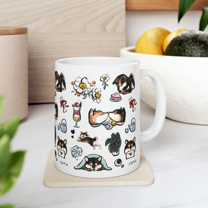 Shiba Inu Valentine Ceramic Mug — Cute Dog Pattern 11oz & 15oz