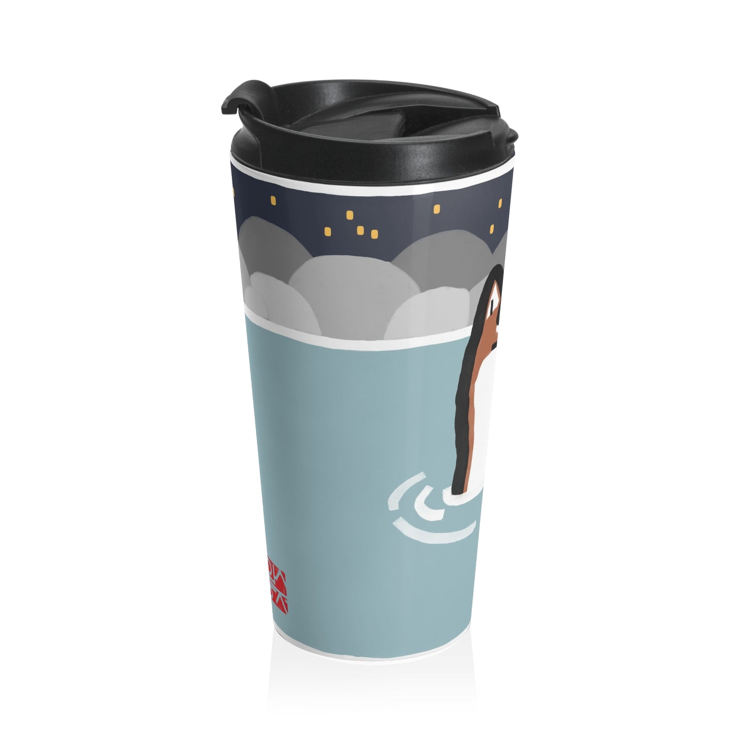 Shiba Inu Onsen Hot Spring Stainless Steel Travel Mug — Cute Dog Lover Insulated Tumbler