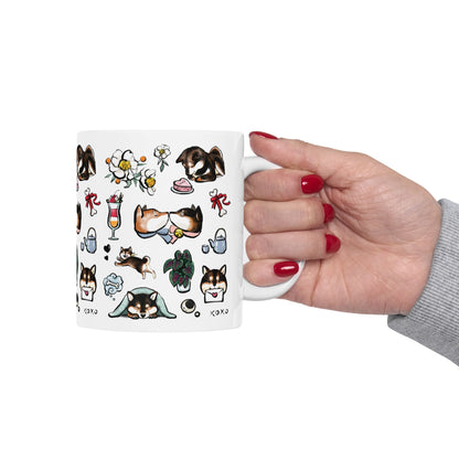 Shiba Inu Valentine Ceramic Mug — Cute Dog Pattern 11oz & 15oz