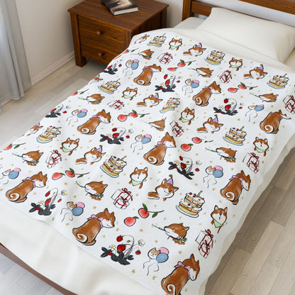 Shiba Inu Plush Blanket — Cute Birthday & Celebration Dog Throw