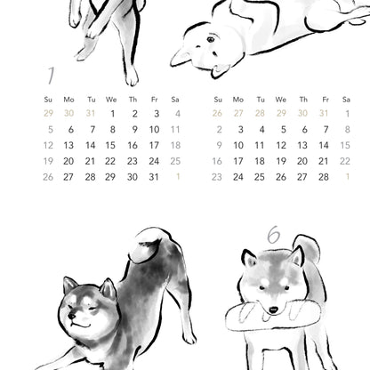 2025 Shiba Inu Hand-drawn Calendar, Sumi-e Ink Wall Art New Years Planner Zen Good Luck Dog Pet Lovers Jindo Appointment Yearly