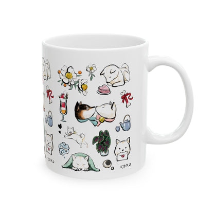 Be My Valentine Cream Shiba Inu Ceramic Mug — Cute Shiba Dog Coffee Cup (11oz & 15oz)