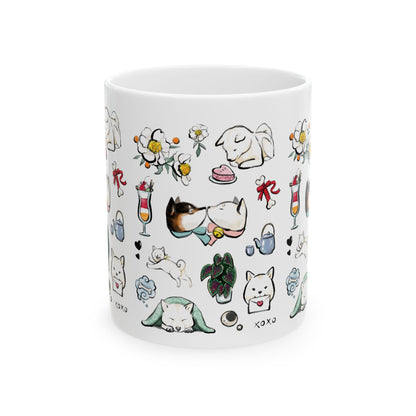 Be my Vanlentine odle Mug — 11oz/15oz Ceramic Coffee Cup with Kawaii Cat Illustrations
