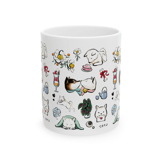 Be my Vanlentine odle Mug — 11oz/15oz Ceramic Coffee Cup with Kawaii Cat Illustrations