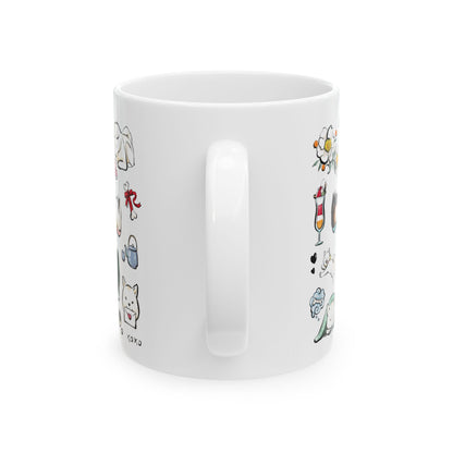 Be my Vanlentine odle Mug — 11oz/15oz Ceramic Coffee Cup with Kawaii Cat Illustrations