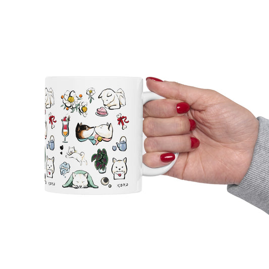 Be My Valentine Cream Shiba Inu Ceramic Mug — Cute Shiba Dog Coffee Cup (11oz & 15oz)