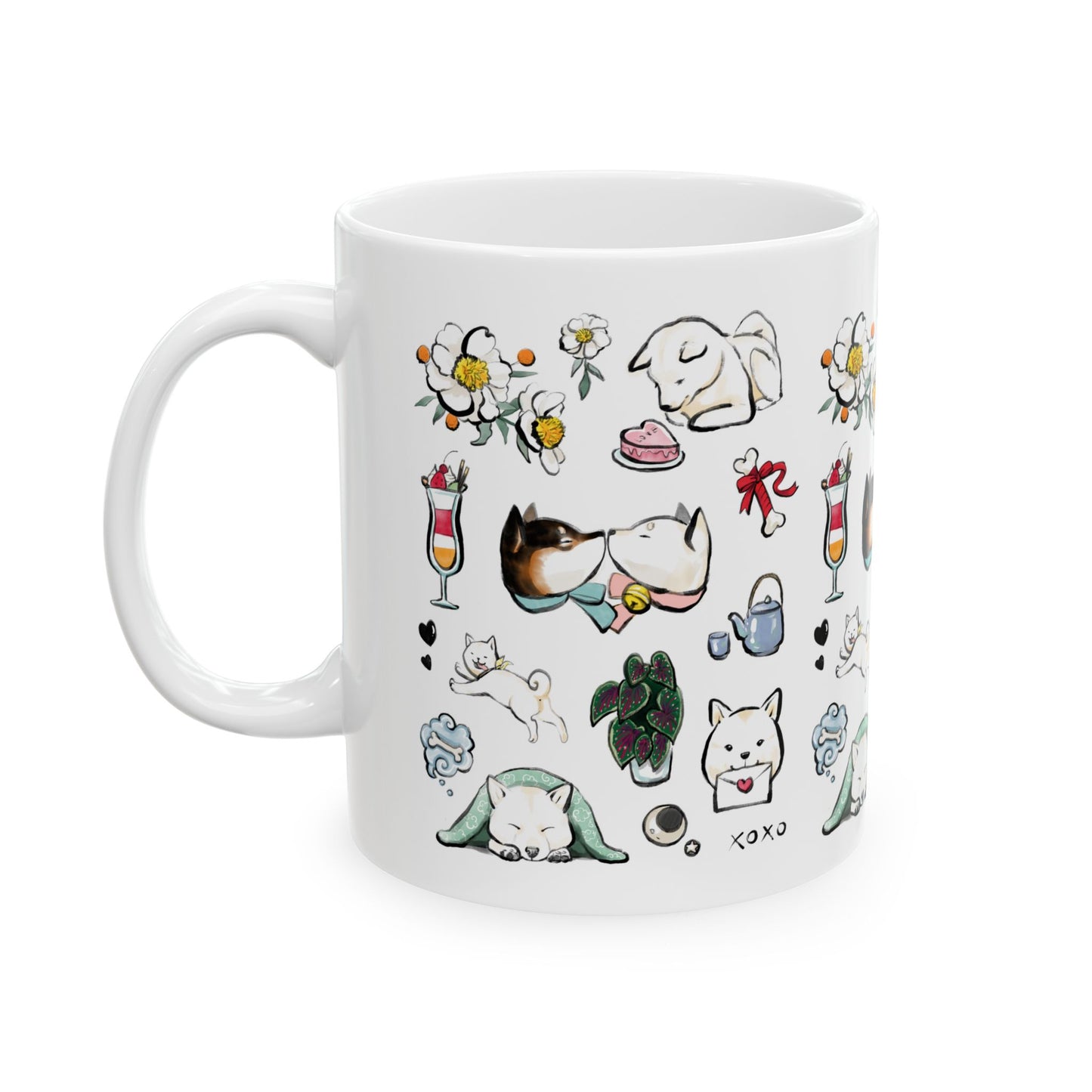 Be My Valentine Cream Shiba Inu Ceramic Mug — Cute Shiba Dog Coffee Cup (11oz & 15oz)
