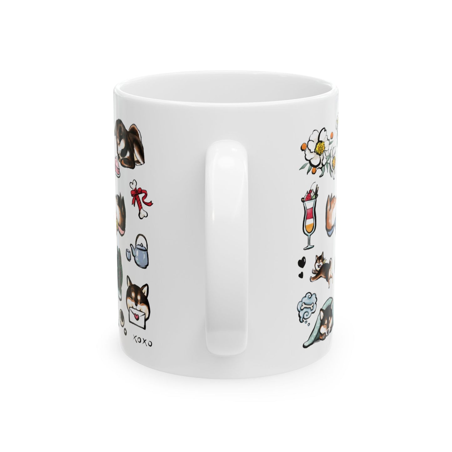 Cute Shiba Inu Pattern Ceramic Mug — Kawaii Dog Coffee & Tea Cup (11oz/15oz)