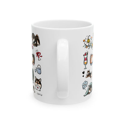 Cute Shiba Inu Pattern Ceramic Mug — Kawaii Dog Coffee & Tea Cup (11oz/15oz)