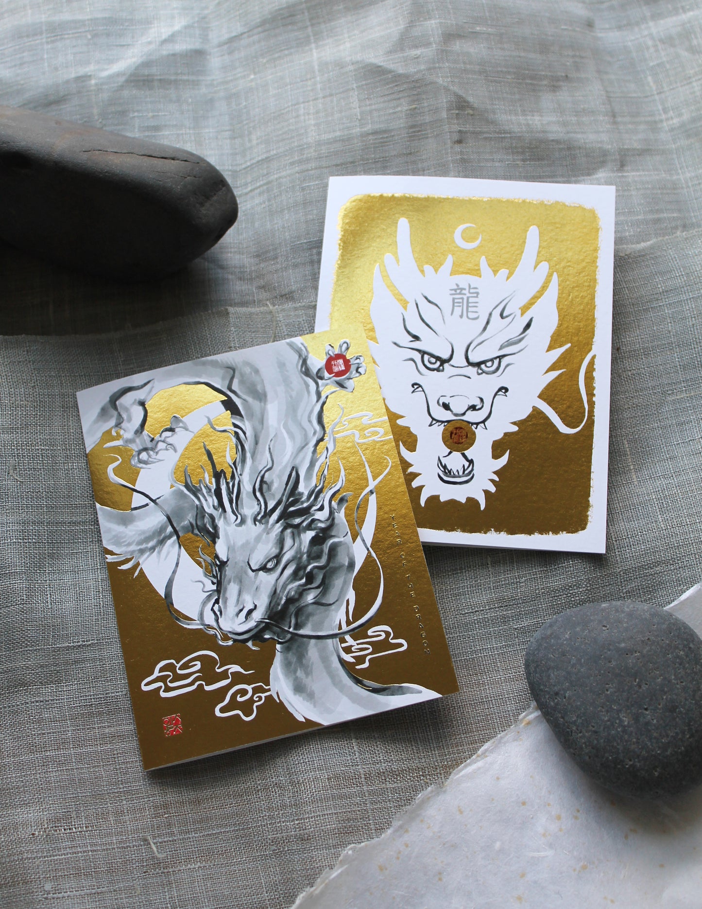 Year of Dragon Gold Moon Zodiac Greeting Card