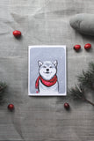 Shiba Inu Red Scarf Greeting Card | Winter Holidays New Year Sumi Ink