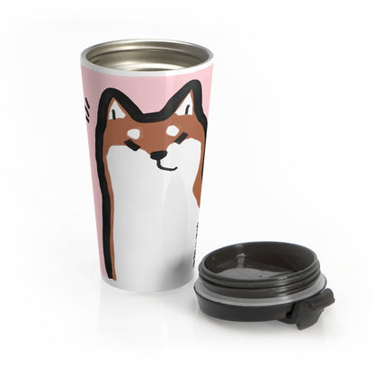 Shiba Inu Pink Stainless Steel Travel Mug