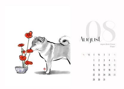 2023 Shiba Calendar & Birth Month Flowers Ikebana Desk Calendar