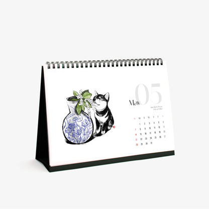 2023 Shiba Calendar & Birth Month Flowers Ikebana Desk Calendar