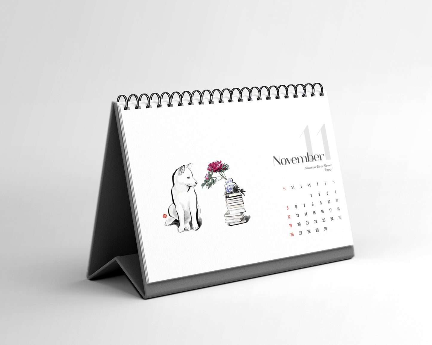 2023 Shiba Calendar & Birth Month Flowers Ikebana Desk Calendar