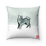 Snowy Sky Shiba Akita Spun Polyester Square Pillow