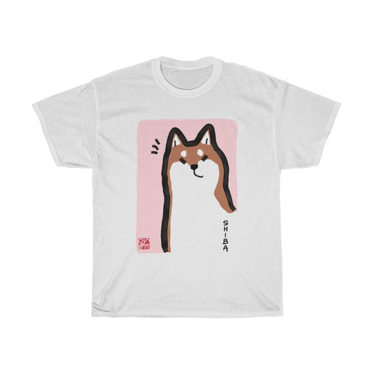 Shiba Inu Pink Unisex Heavy Cotton Tee