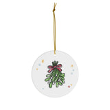 Happy New Year Shiba Inu Ceramic Ornament | Christmas Tree Deco Holidays Dog Pet Lovers Gift Cute Snow Jingle Bell Star