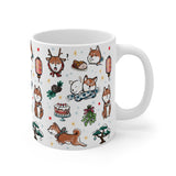 Happy Shiba Holiday Mug | Sumi-e Ink Gift Painting Japanese Cute Dog Animal Illustration Tea Coffee Christmas