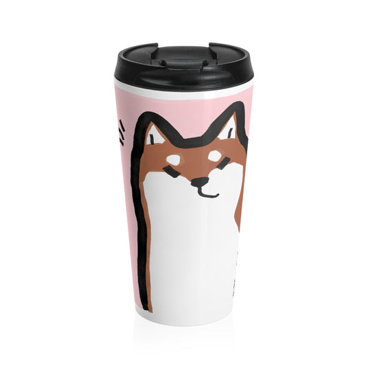 Shiba Inu Pink Stainless Steel Travel Mug