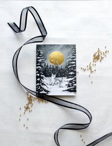 Starry Sky Winter Night Shiba Holiday Greeting Card