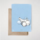Jindo Dog White Moon Jar Greeting Card, Sumi-e Painting Korean Heritage Cream Pottery
