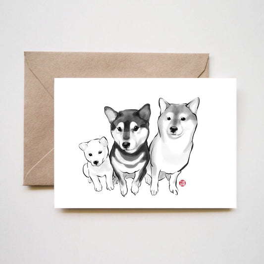 Three Little Shiba Inu Greeting Card