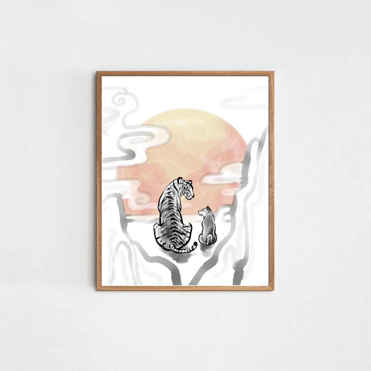 Sunrise Shiba Tiger Art Print Poster | Sumi Ink