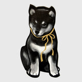 Gold Ribbon Black&Tan Shiba Puppy Die-cut Card