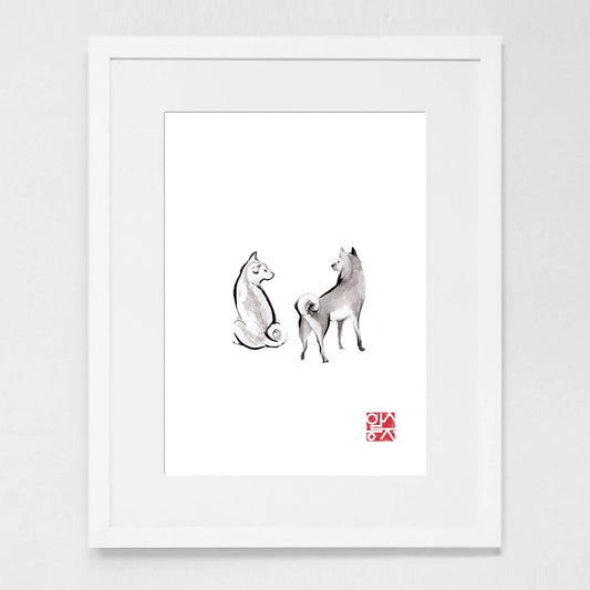 Two Shiba Inu Art Print Poster