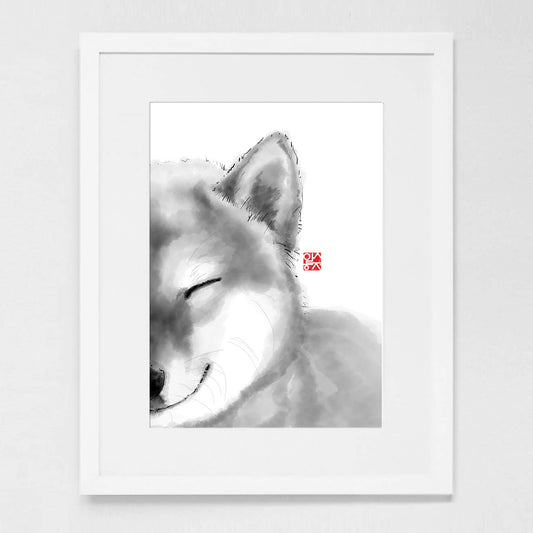 Smiling Shiba Face Art Print Poster