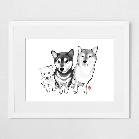 Three Musketeers Shiba Inu Art Print Poster