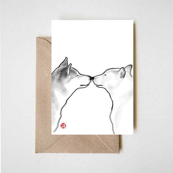Shiba Inu Love Couple Greeting Card